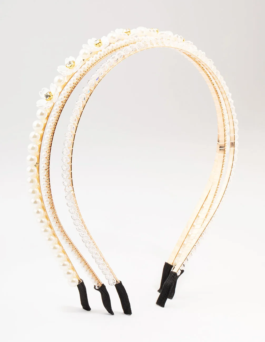 Gold Crystal Pearl Flower Headband 3-Pack sold by lovisa