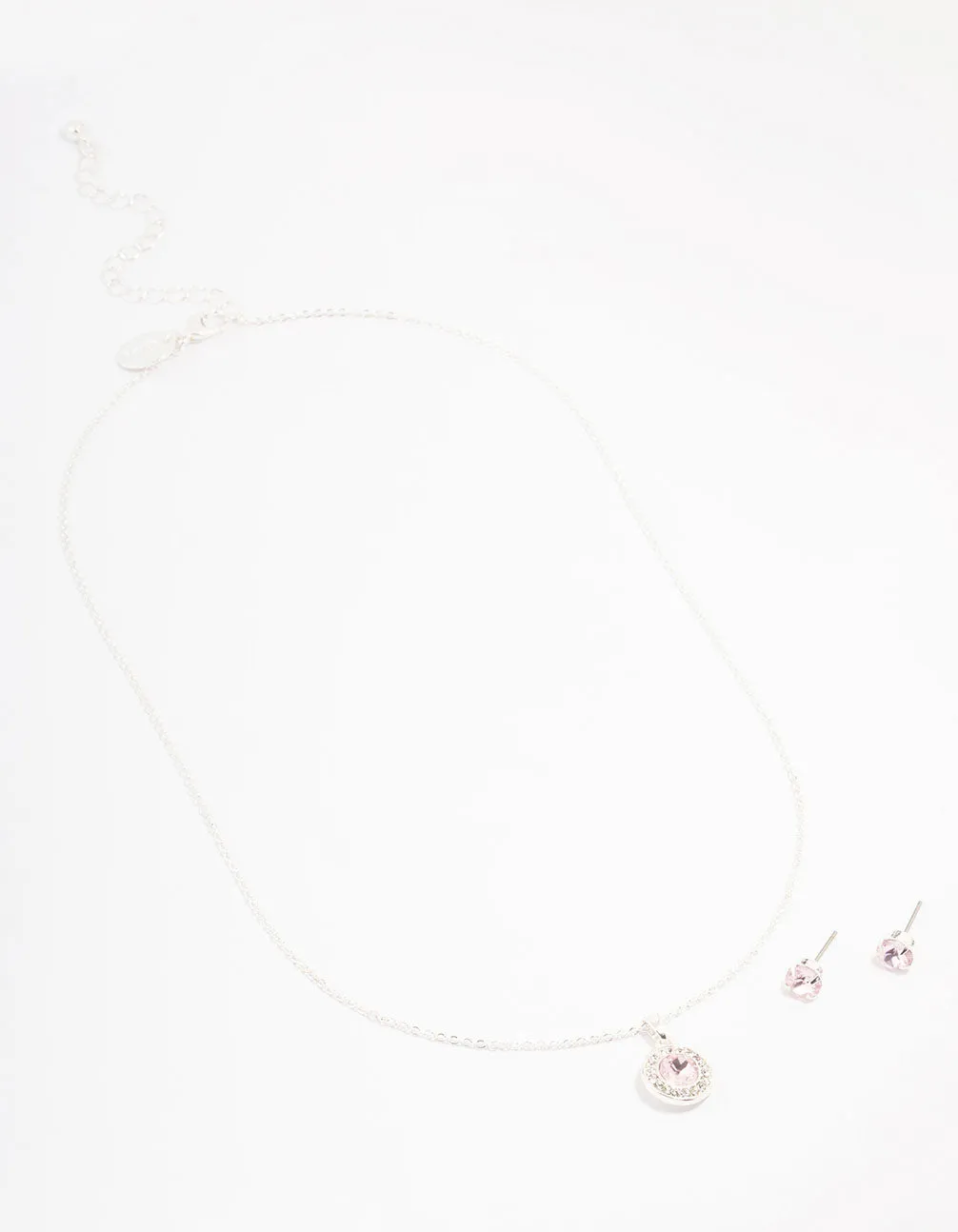Silver Round Diamante Pink Halo Jewellery Set sold by lovisa product image thumbnail 3