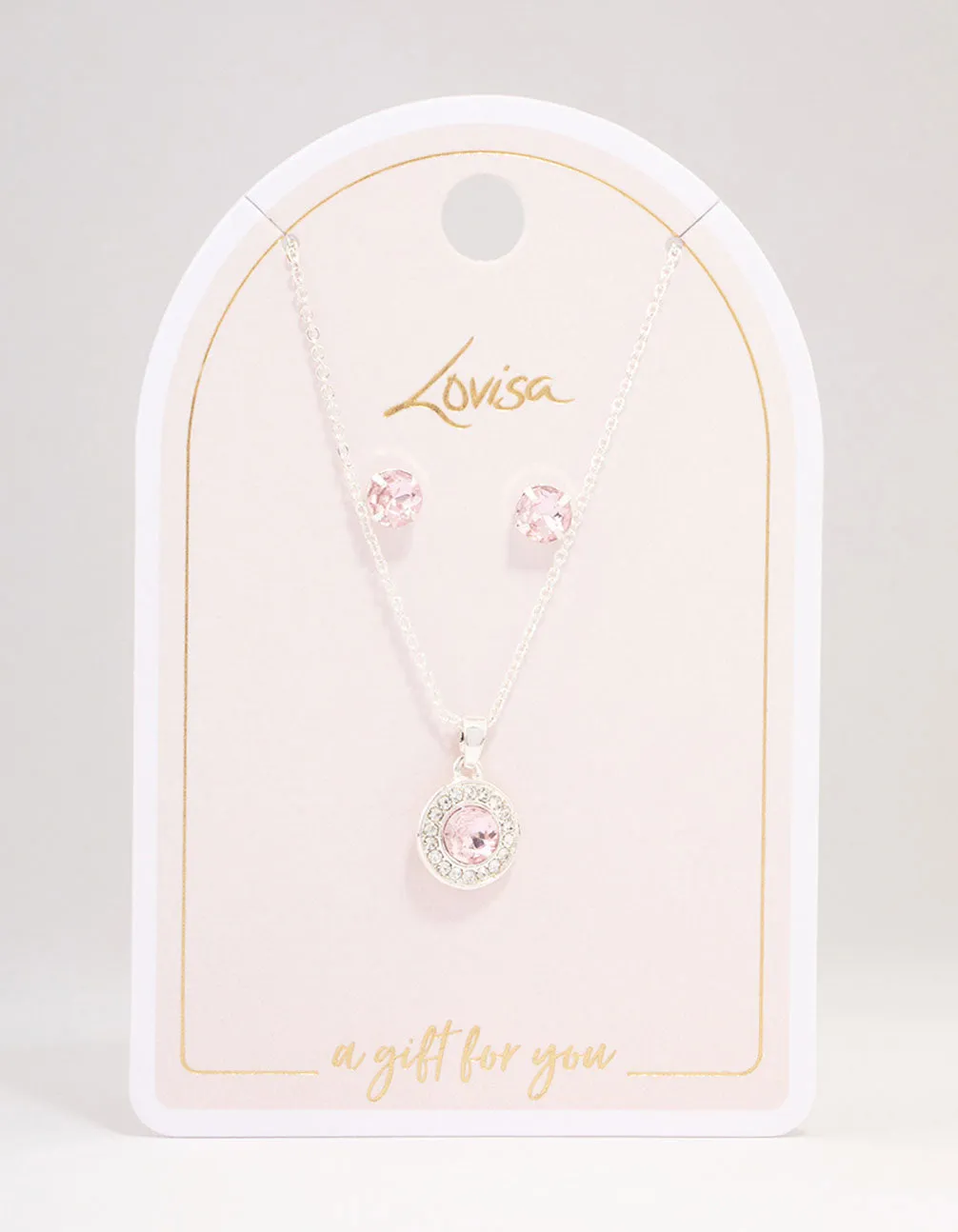 Silver Round Diamante Pink Halo Jewellery Set sold by lovisa product image thumbnail 2