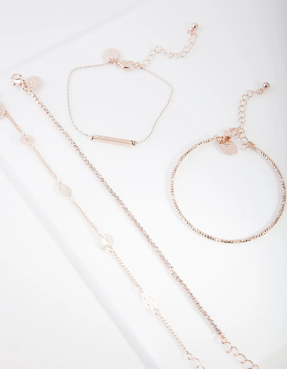 Rose Gold Flower Diamante Bracelet sold by lovisa