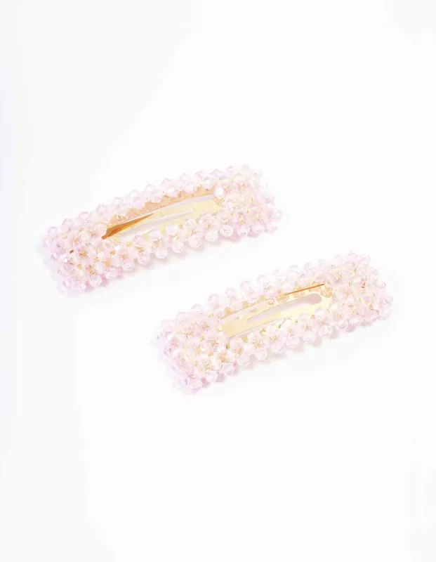 Pink Facet Beaded Hair Clip Pack sold by lovisa