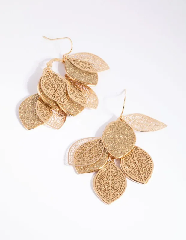 Gold Glitter Drop Earrings sold by lovisa