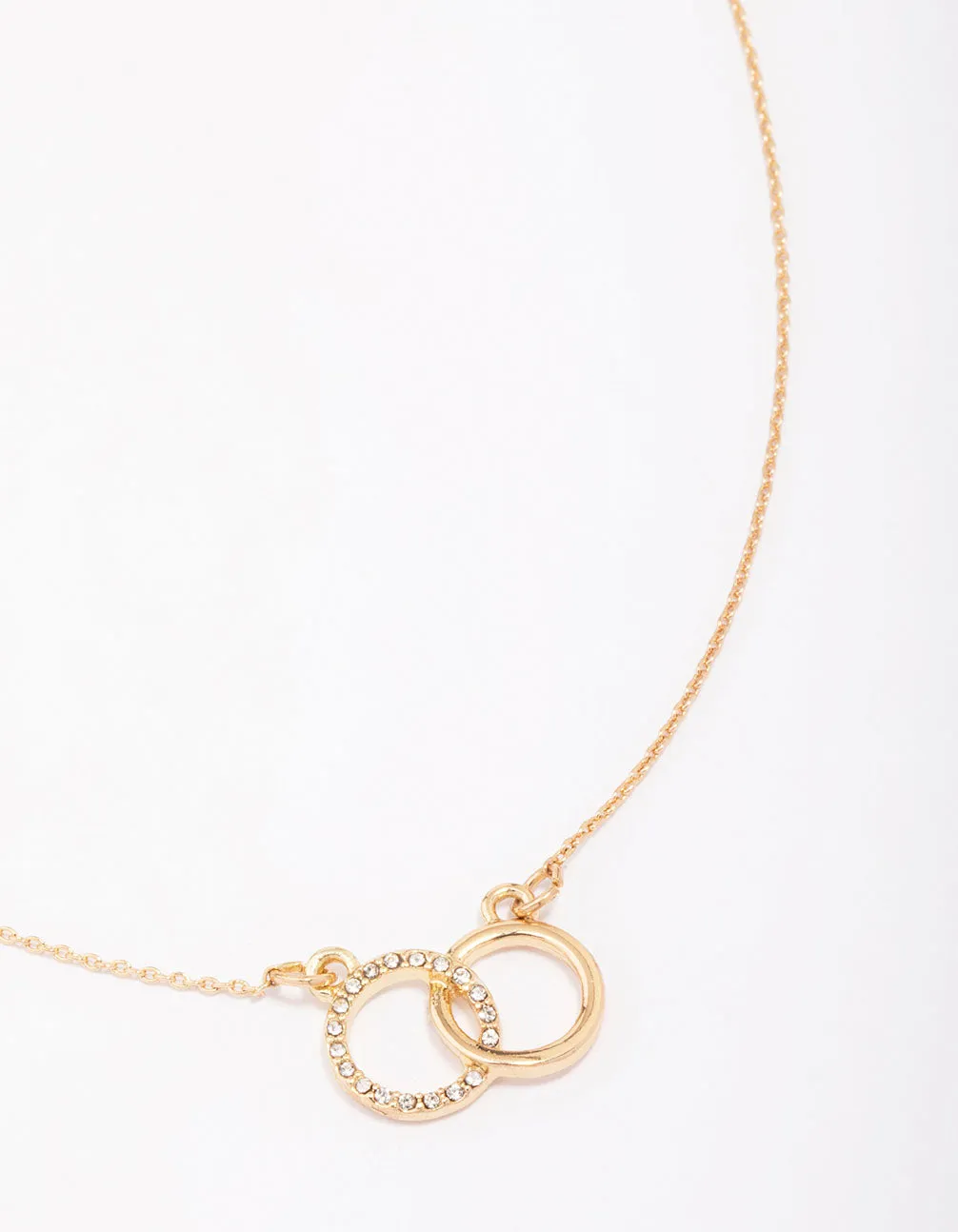 Gold Diamante Double Circle Link Pendant Necklace sold by lovisa