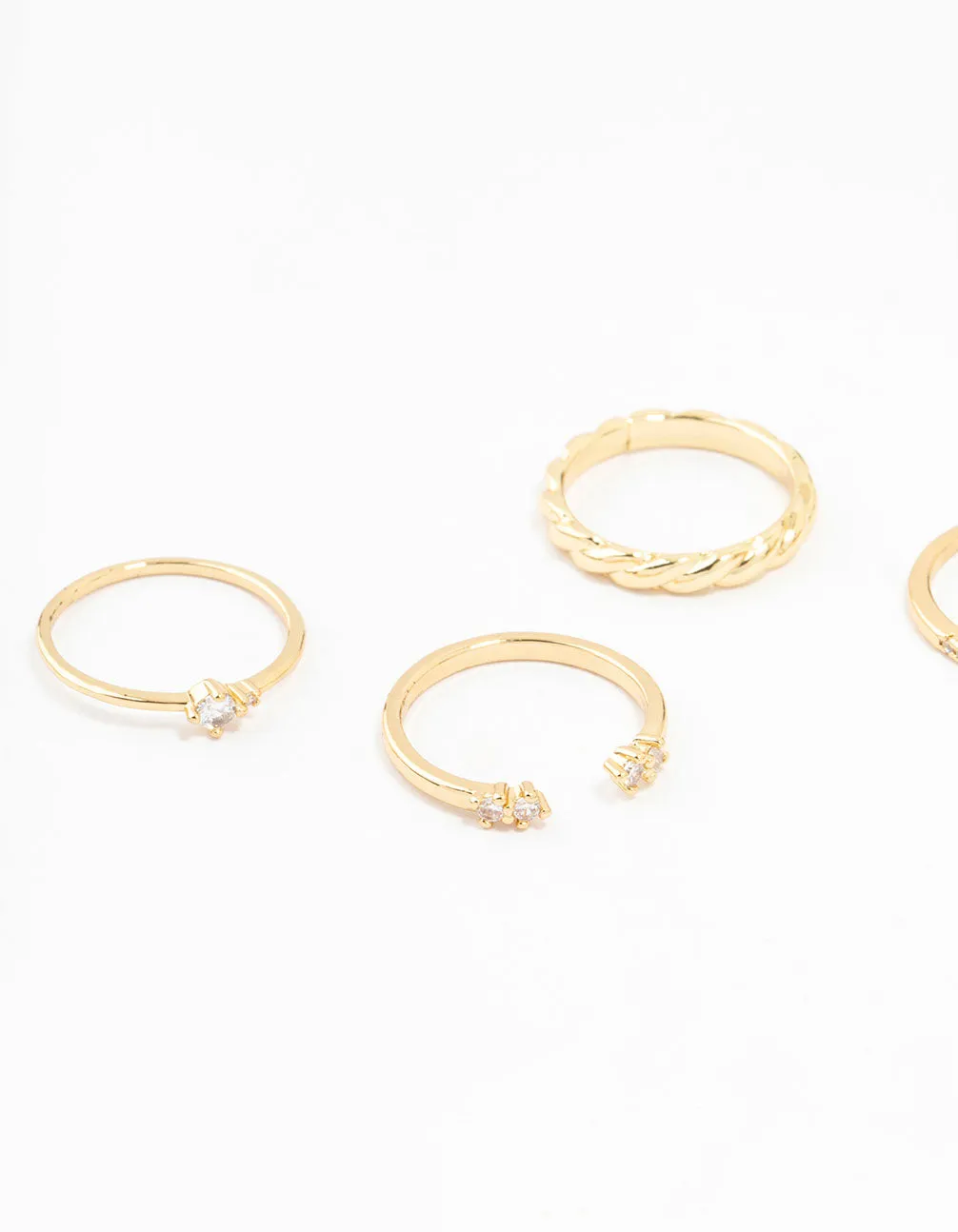 Gold Plated Dainty Diamante Rings 5-Pack sold by lovisa product image thumbnail 2