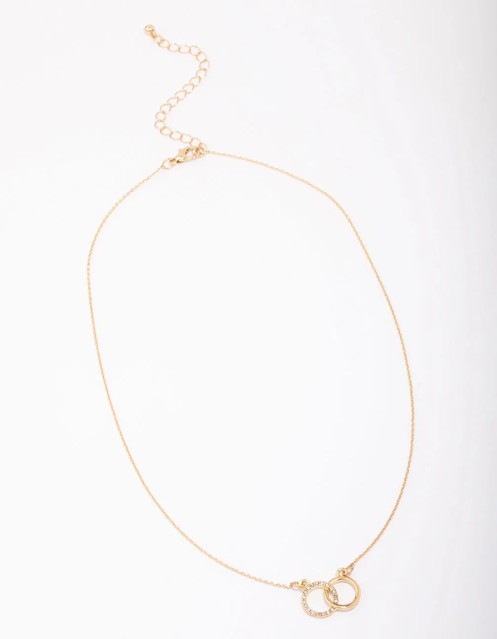 Gold Diamante Double Circle Link Pendant Necklace sold by lovisa product image thumbnail 2