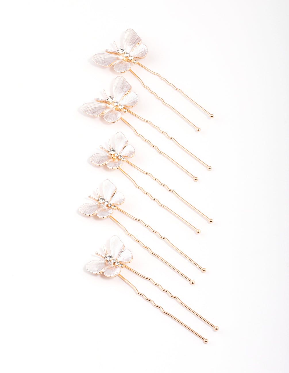 Rose Gold Diamante Butterfly Hair Pin 5-Pack sold by lovisa product image thumbnail 2