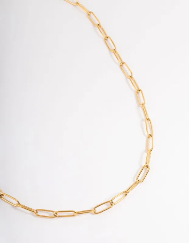 Waterproof Gold Plated Stainless Steel Open Oval Link Necklace sold by lovisa