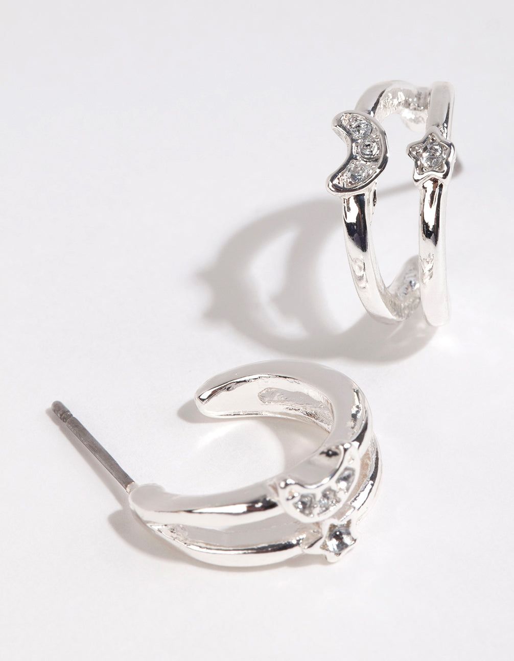 Star & Moon Double Huggie Earrings sold by lovisa