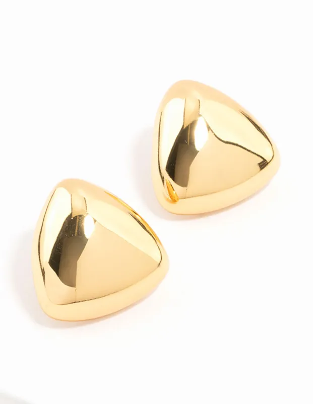 Waterproof Gold Plated Stainless Steel Puff Triangle Stud Earrings sold by lovisa