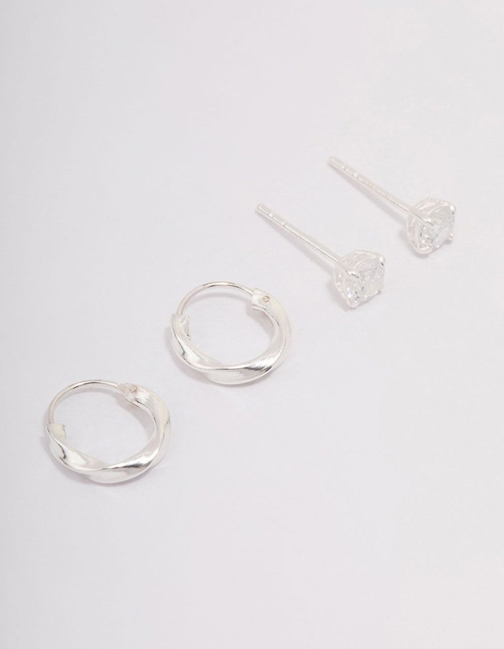 Sterling Silver Cubic Zirconia & Twisted Hoop Earrings sold by lovisa