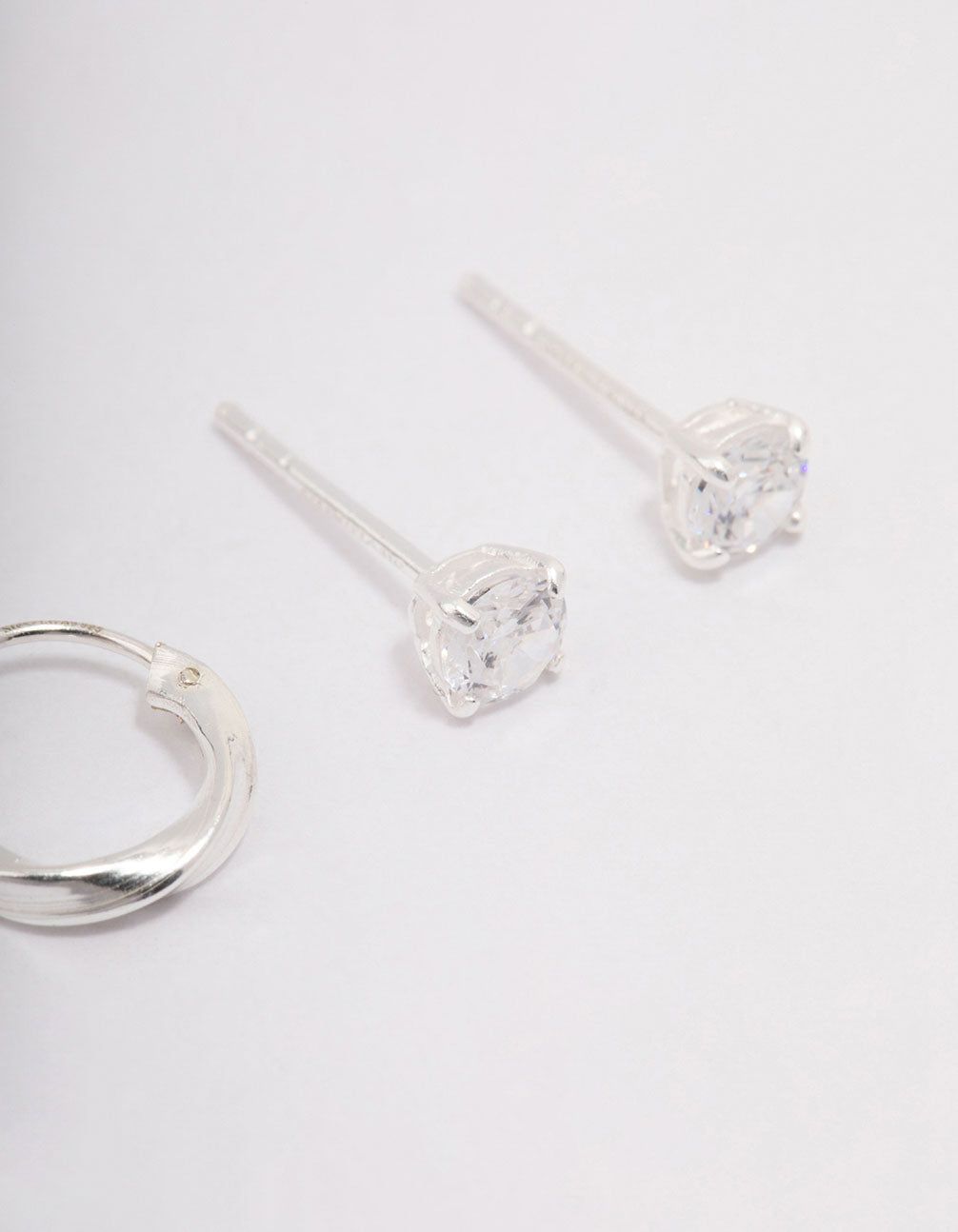 Sterling Silver Cubic Zirconia & Twisted Hoop Earrings sold by lovisa product image thumbnail 2