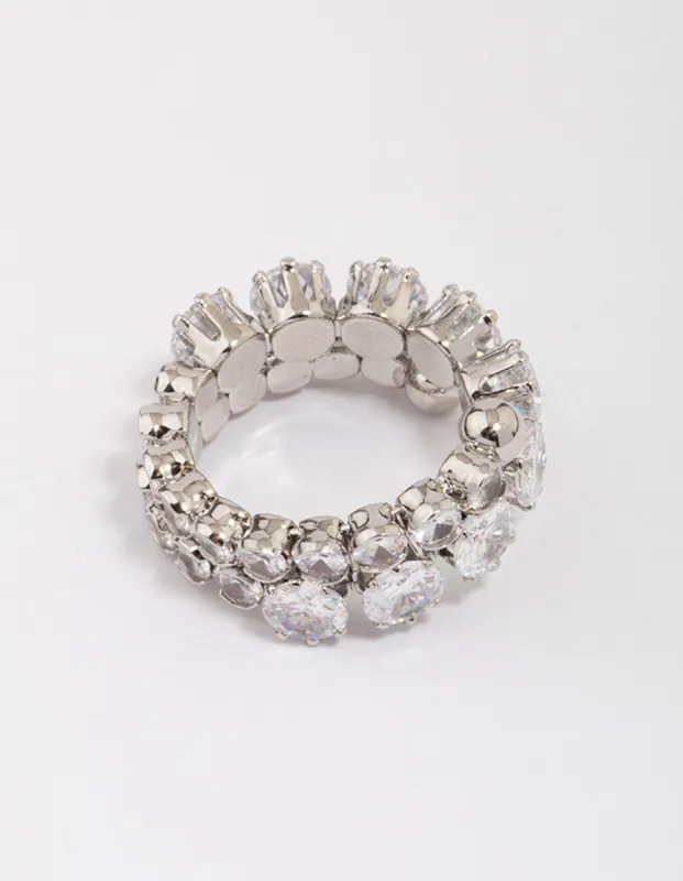 Rhodium Round Cubic Zirconia Wrapped Ring sold by lovisa