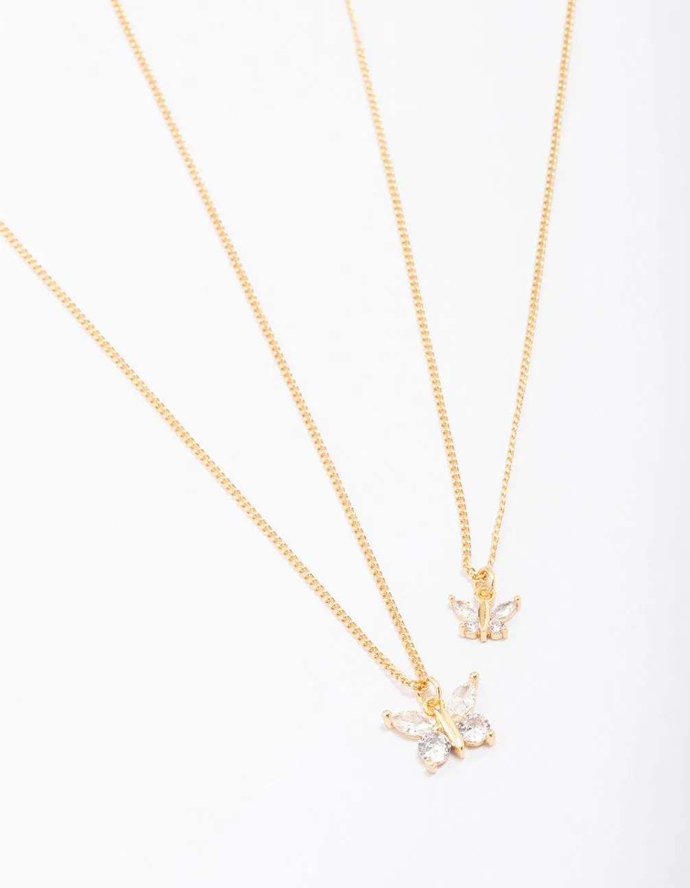 Gold Plated Cubic Zirconia Butterfly Necklace Pack sold by lovisa