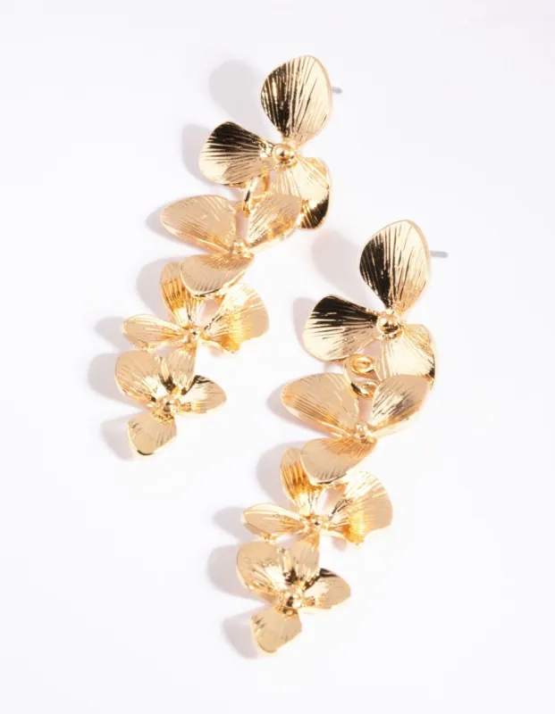 Gold Flower Drop Earrings sold by lovisa