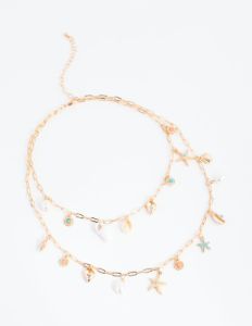Gold Ocean Charm Necklace sold by lovisa