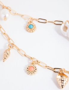 Gold Ocean Charm Necklace sold by lovisa