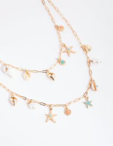 Gold Ocean Charm Necklace sold by lovisa