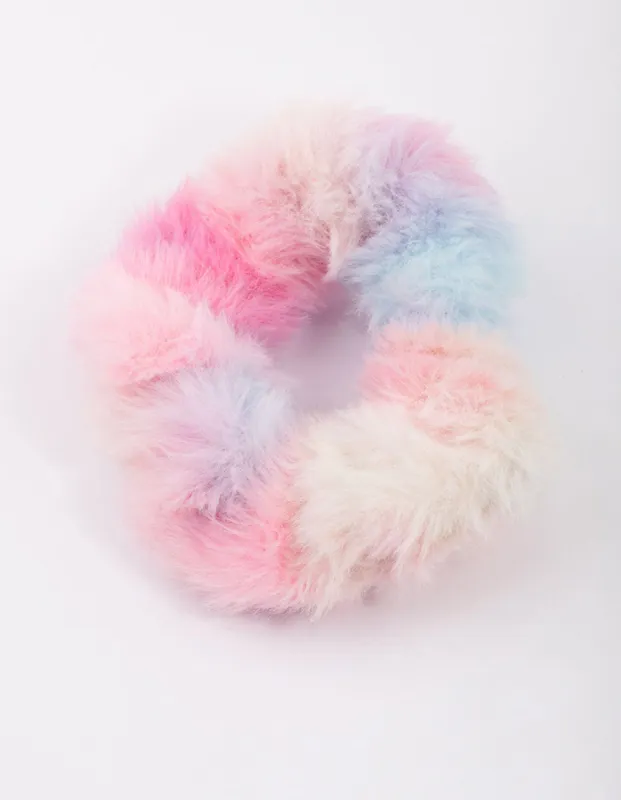 Bright Fluffy Rainbow Hair Scrunchie sold by lovisa