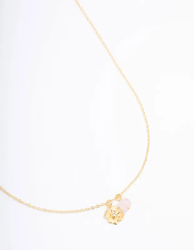Gold Plated Mini Flower Semi-Precious Pendant Necklace sold by lovisa