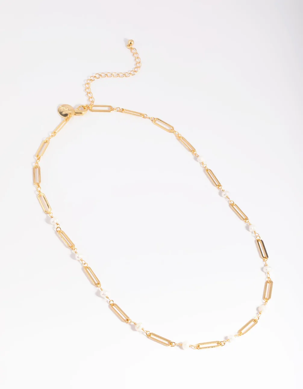 Gold Plated Freshwater Pearl Oval Chain Link Necklace sold by lovisa product image thumbnail 4