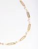 Gold Plated Freshwater Pearl Oval Chain Link Necklace sold by lovisa