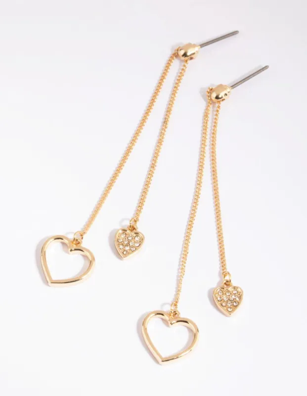 Gold Heart Drop Earrings sold by lovisa