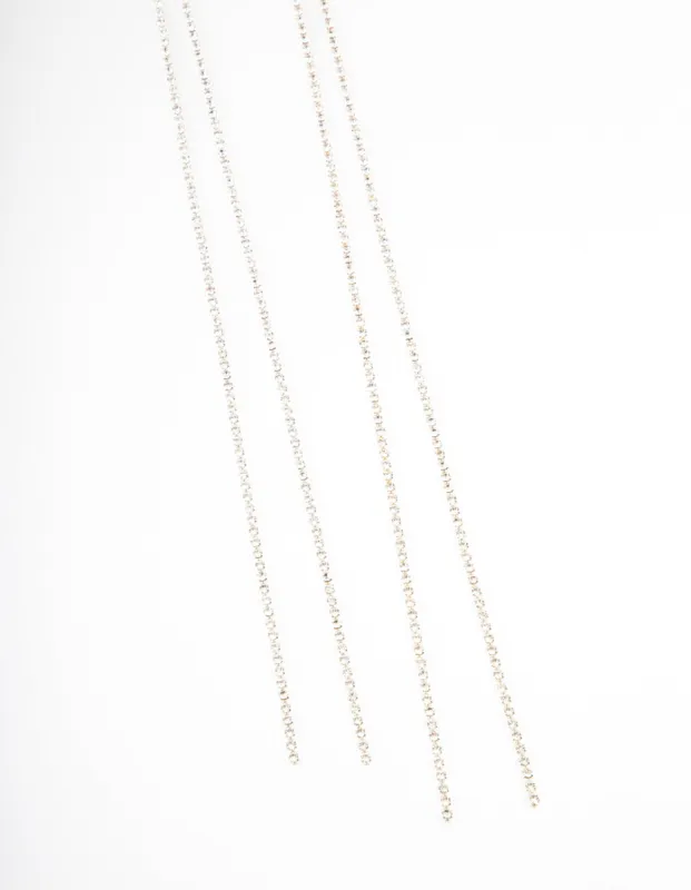 Silver Diamante Chain Hair Clips Pack sold by lovisa