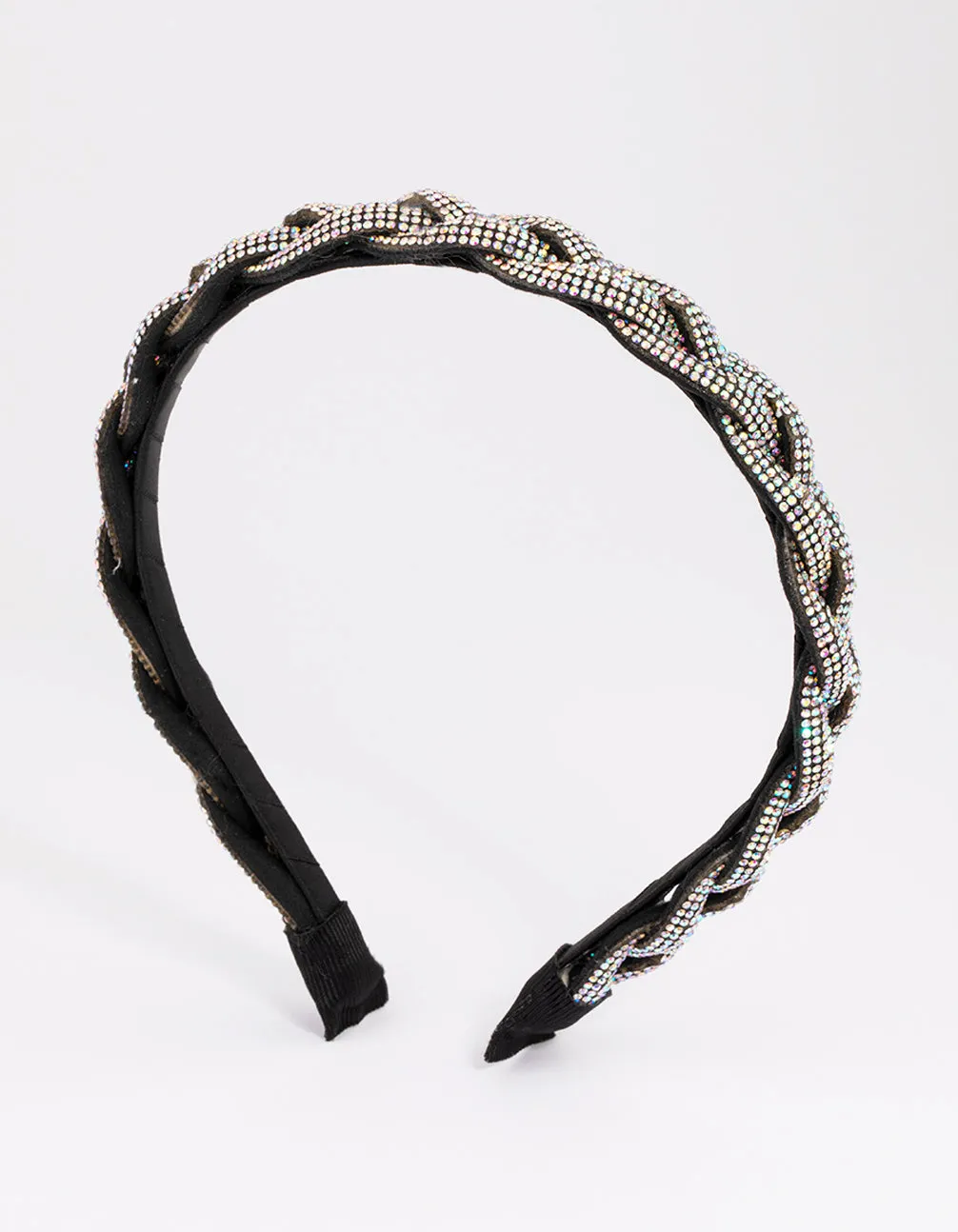 Fabric Braided & Diamante Headband sold by lovisa