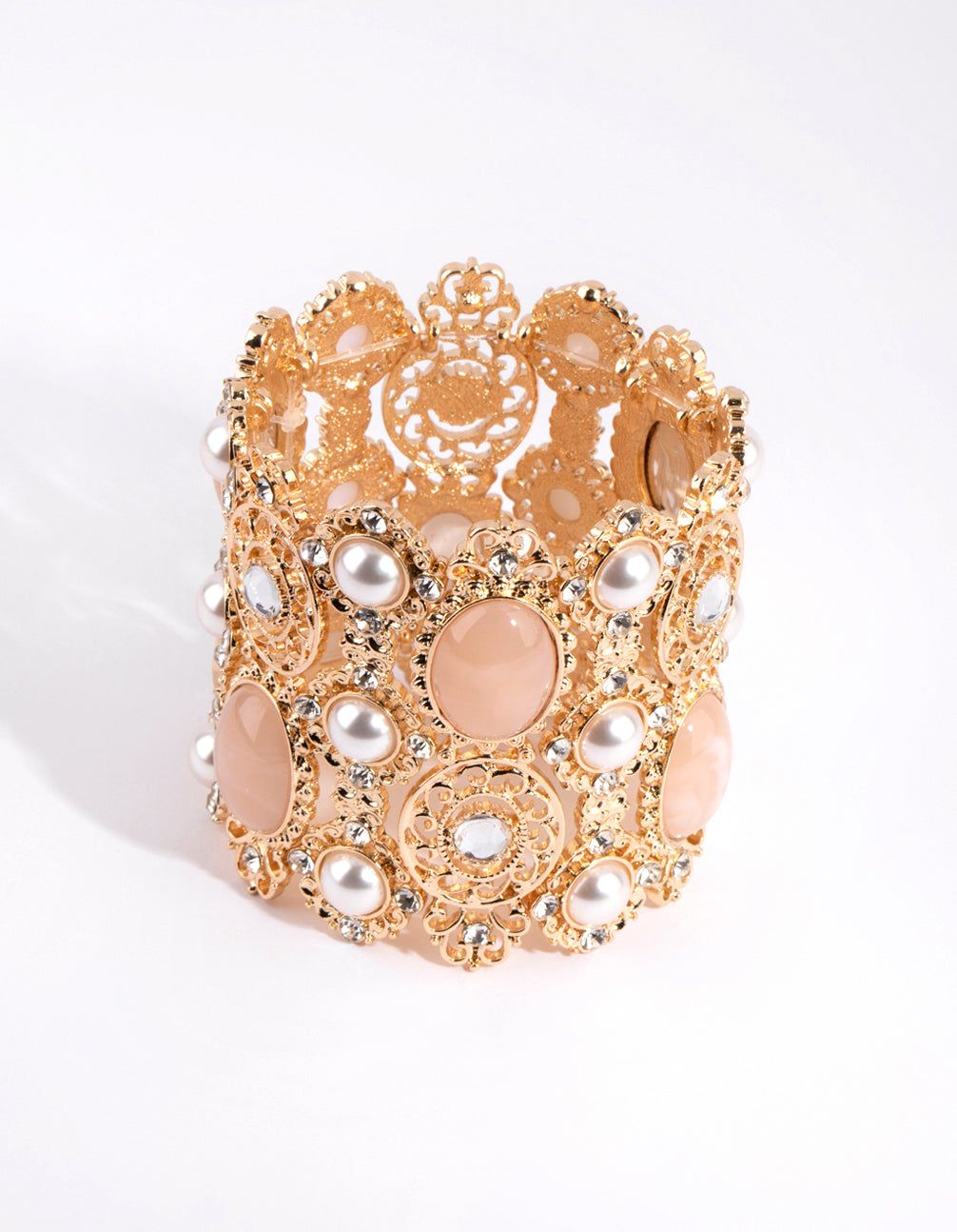 Gold Facet Bead Lace Stretch Bracelet sold by lovisa product image thumbnail 2