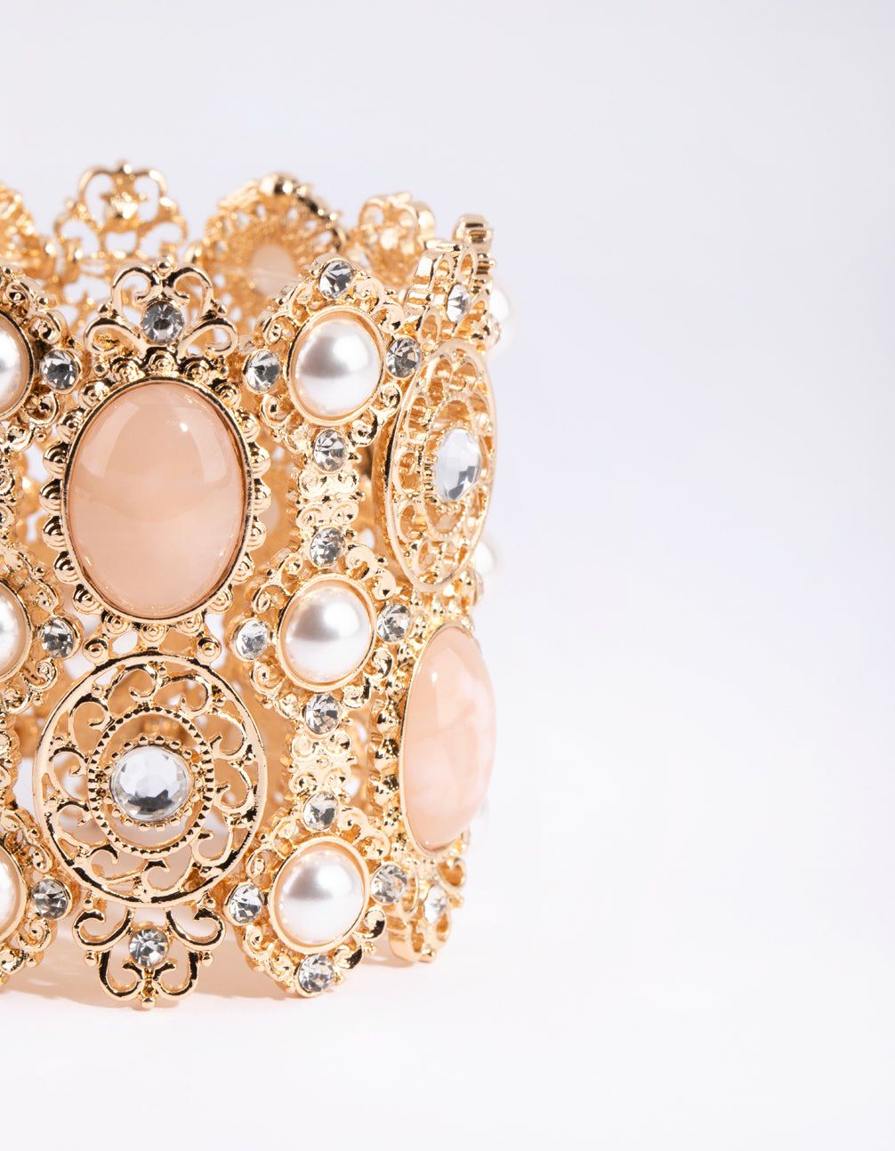 Gold Facet Bead Lace Stretch Bracelet sold by lovisa product image thumbnail 3