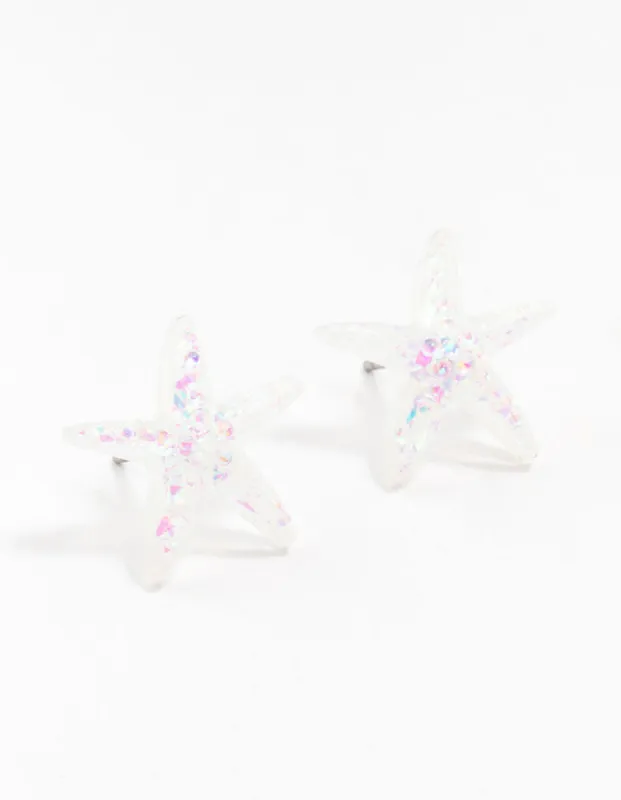 Acrylic Starfish Stud Earrings sold by lovisa