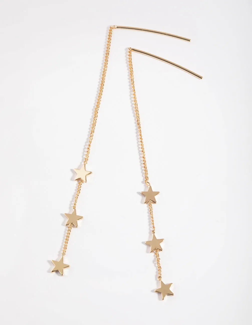 Gold Plated Three Stars Thread Through Earrings sold by lovisa