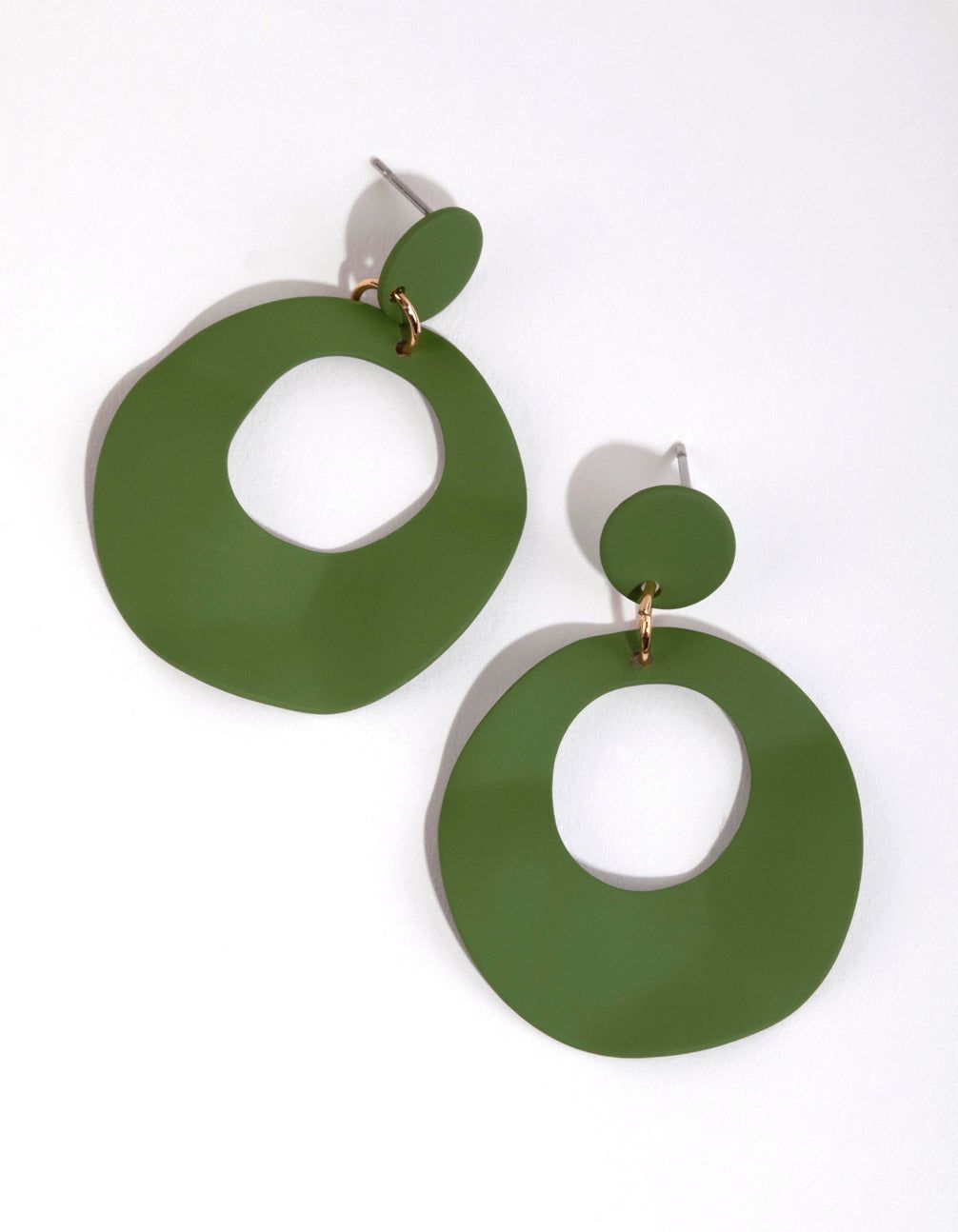 Matte Green Wave Drop Earrings sold by lovisa