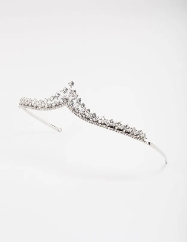 Rhodium Cubic Zirconia Mixed Stone Pointed Crown sold by lovisa