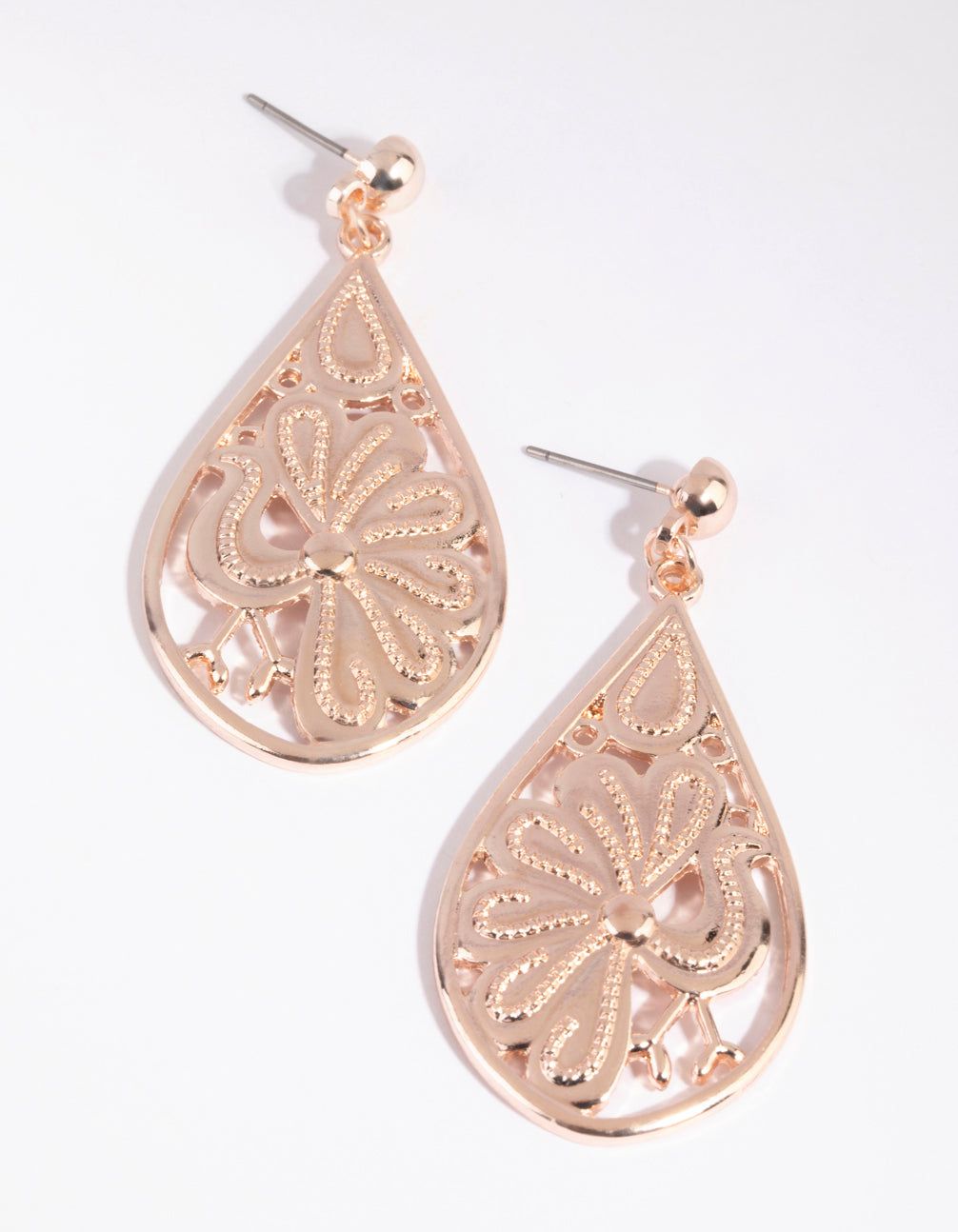Rose Gold Peacock Teardrop Earrings sold by lovisa