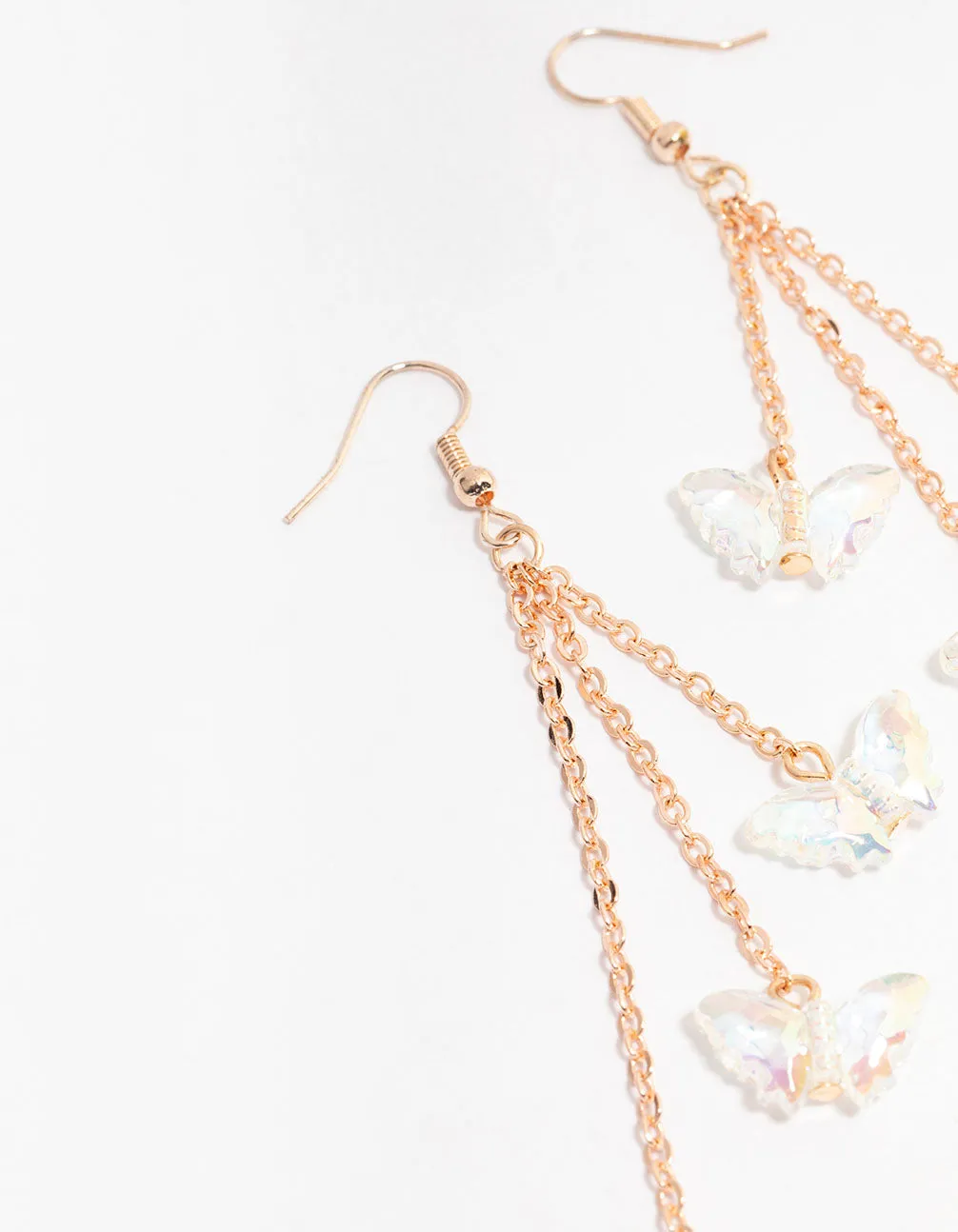 Rose Gold 3 Row Plastic Butterfly Drop Earrings sold by lovisa product image thumbnail 2