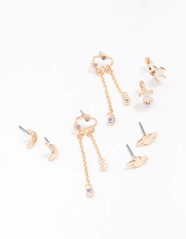 Gold Cluster Mixed Earring 4-Pack sold by lovisa