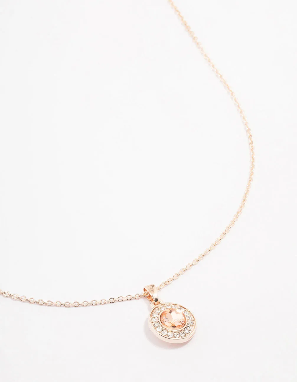 Rose Gold Diamante Halo Pendant Necklace sold by lovisa