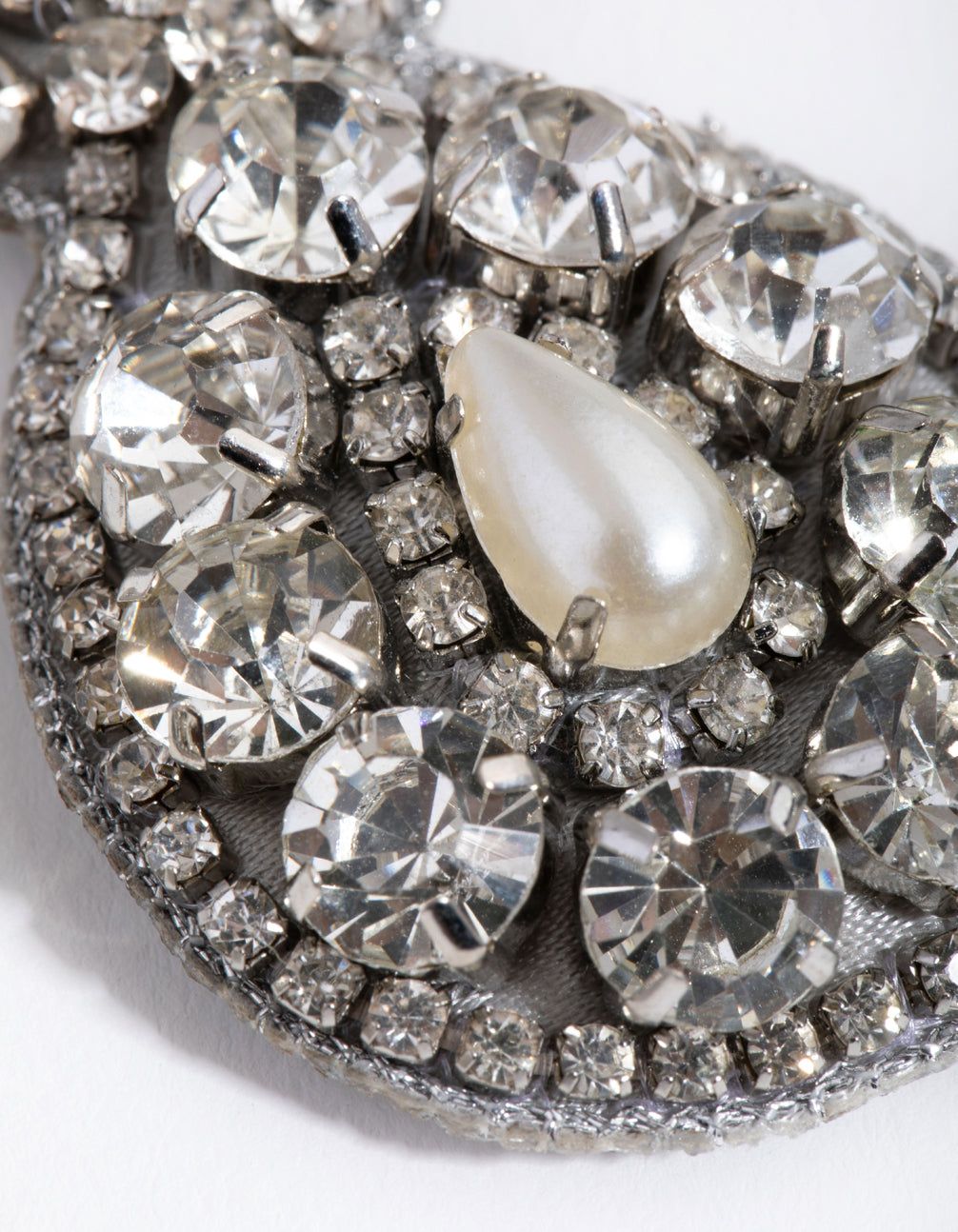 Silver Fabric Diamante Teardrop Earrings sold by lovisa product image thumbnail 3