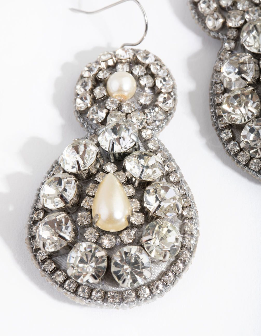 Silver Fabric Diamante Teardrop Earrings sold by lovisa product image thumbnail 2