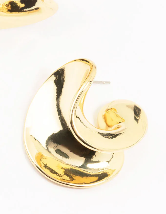 Gold Plated Wave Stud Earrings sold by lovisa product image thumbnail 3
