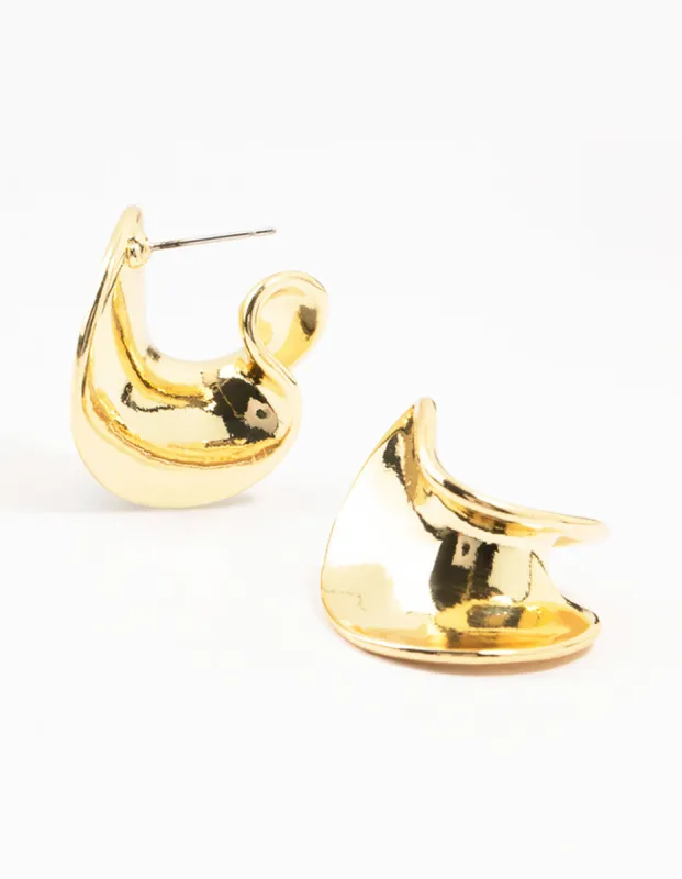 Gold Plated Wave Stud Earrings sold by lovisa
