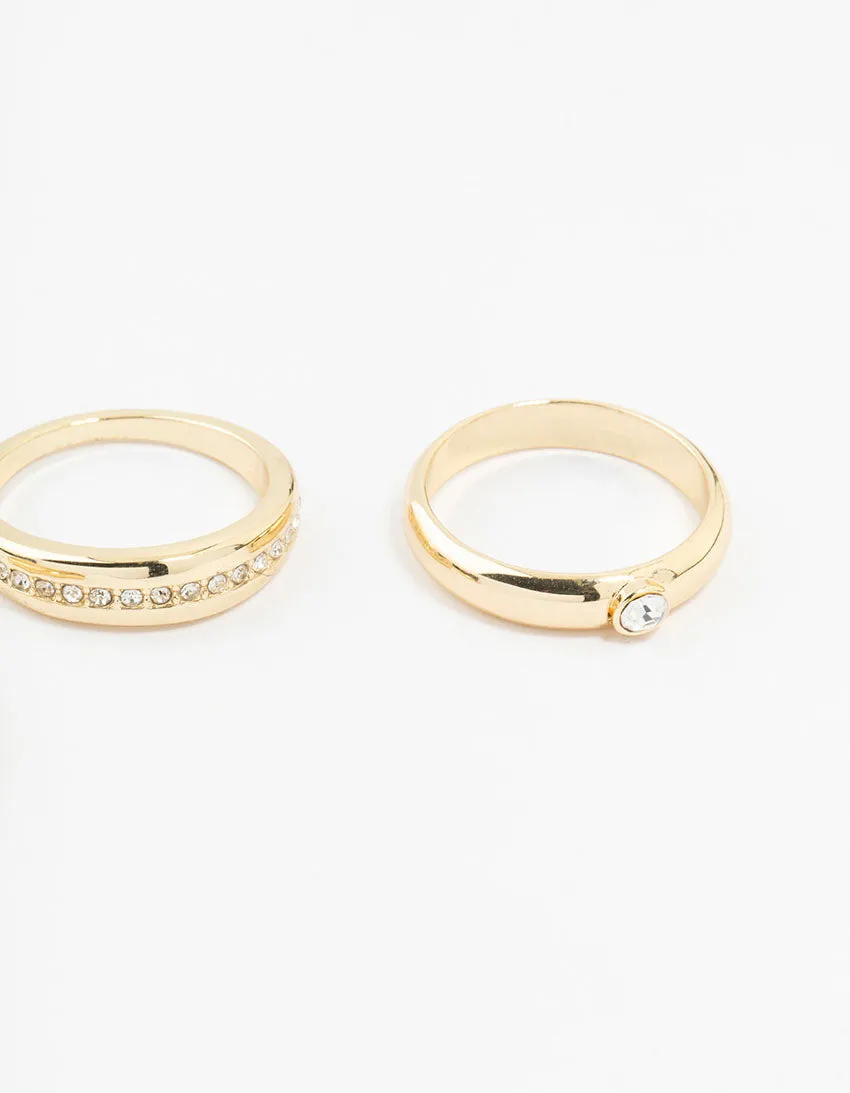 Gold Plated Cubic Zirconia Chunky Rings 3-Pack sold by lovisa product image thumbnail 3