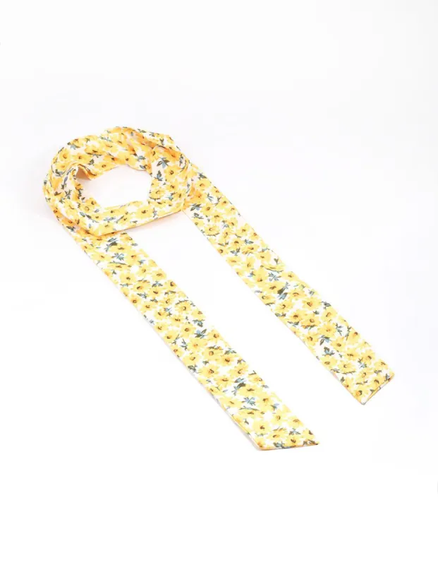 Yellow Fabric Long Small Floral Scarf sold by lovisa