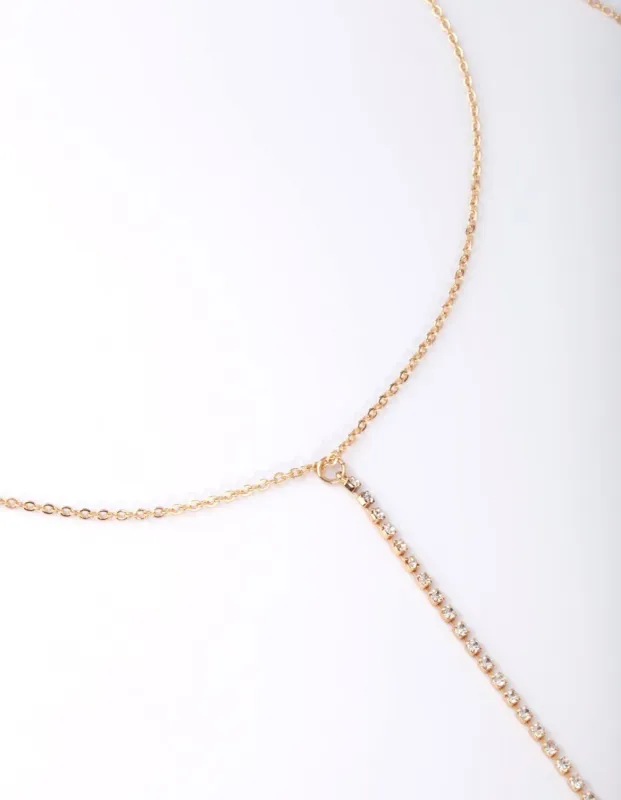 Gold Delicate Diamante Body Chain sold by lovisa