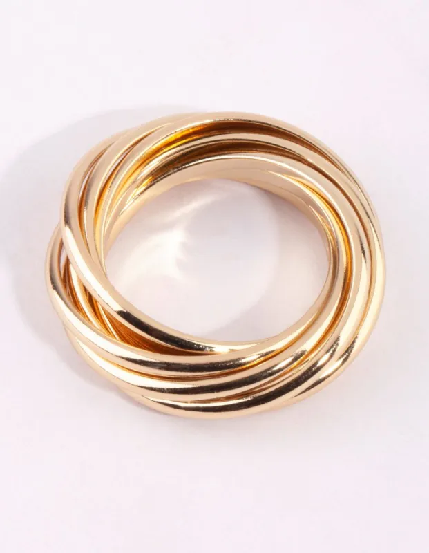 Gold Plain Multi Band Twist Ring sold by lovisa