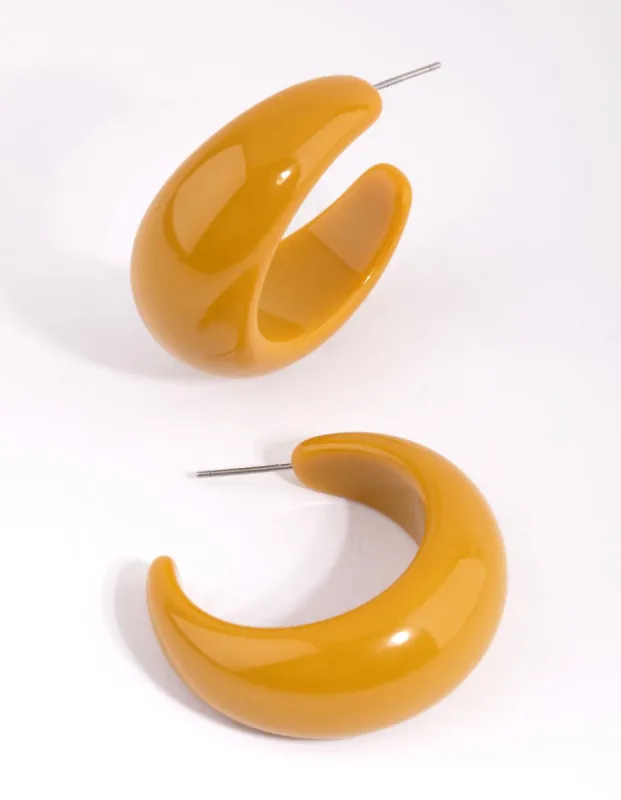 Mustard Yellow Hoop Earrings sold by lovisa