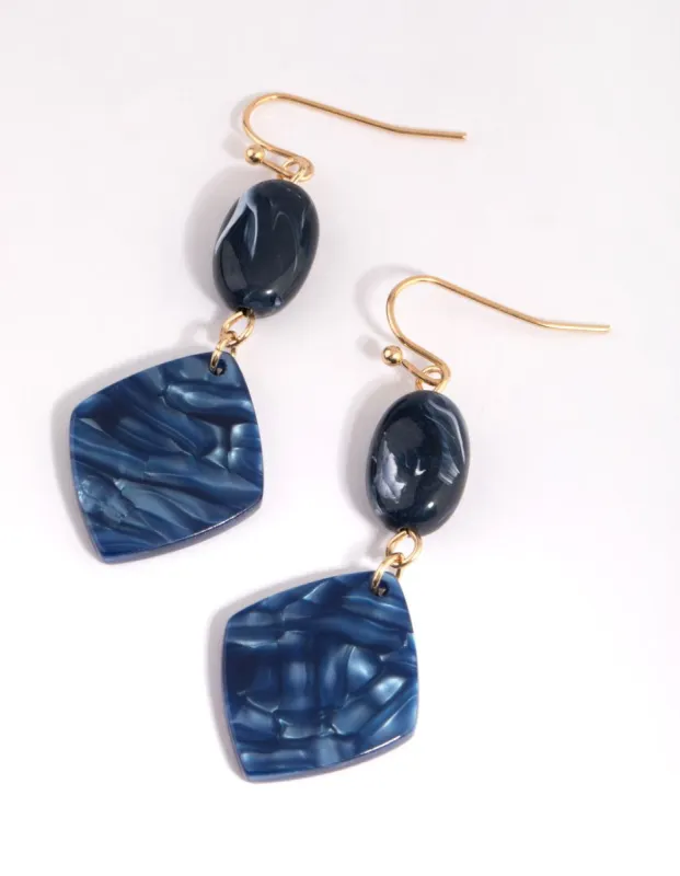 Navy Diamond Drop Earrings sold by lovisa