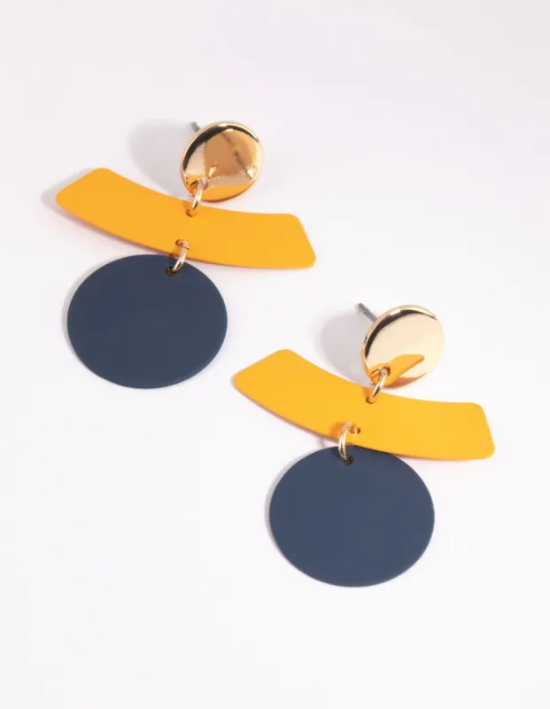 Yellow Circular Drop Earrings sold by lovisa