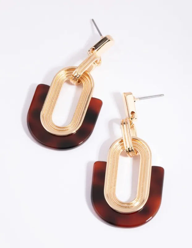 Tortoiseshell Drop Earrings sold by lovisa